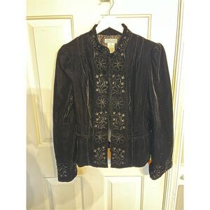 John Paul Richard Black Velvet Embroidered Victorian Gothic Blazer Jacket sz S E